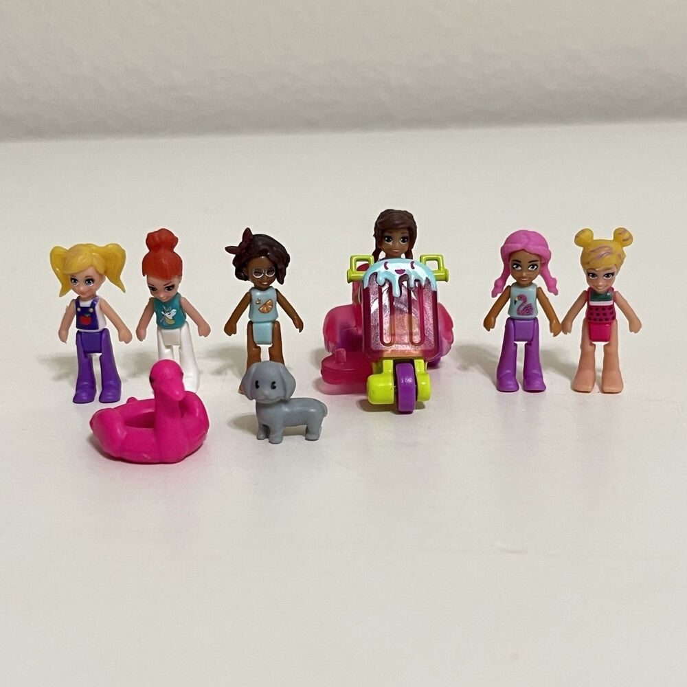 Mattel Polly Pocket Dolls Dog and Accessories Lot of 9